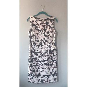 Ivanka Trump Floral Side Ruche Scuba Dress Zipper